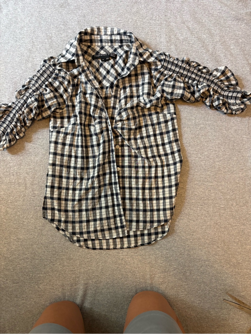 Veronica Beard Black & Cream Plaid Button-Down Shirt